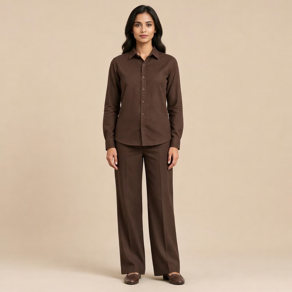 Women's Formal Shirt and Wide-Leg Trousers Co-ord Set